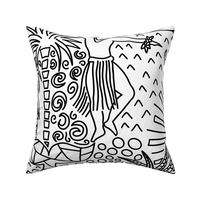 Polynesian Toile Black on White - Large