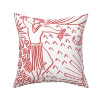 Polynesian Dancers Pink On White - Large Scale