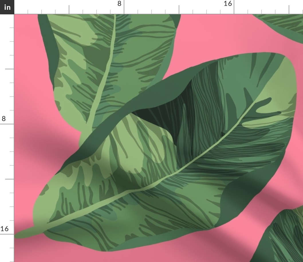 Banana Leaves on Candy Pink