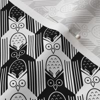 owl houndstooth black and white