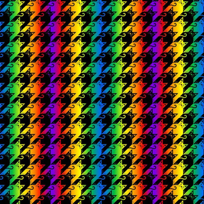 cat houndstooth black and rainbow