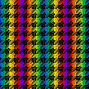 owl houndstooth black and rainbow