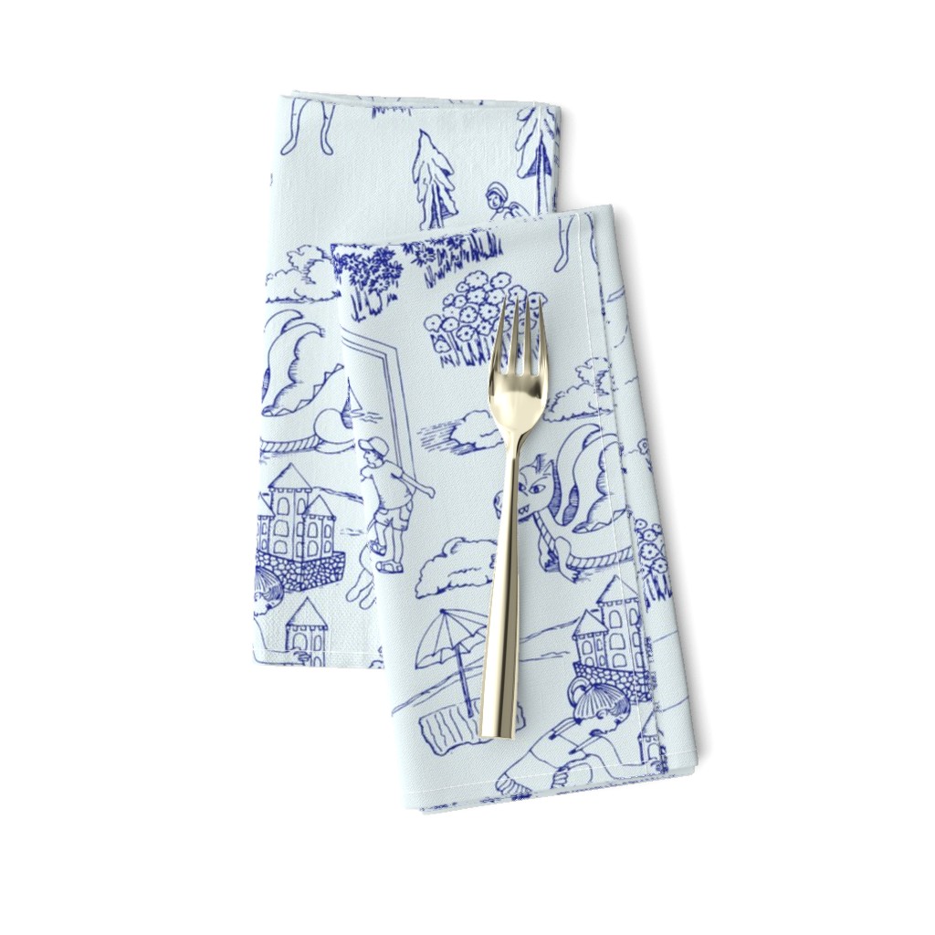 Kids play Toile, blue tone