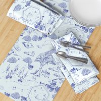 Kids play Toile, blue tone