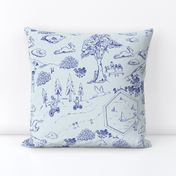 Kids play Toile, blue tone