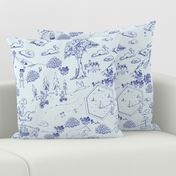 Kids play Toile, blue tone