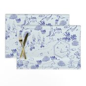 Kids play Toile, blue tone