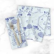 Kids play Toile, blue tone