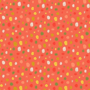 Salmon Textured Colorful Polka Dots // Tropical Toile Coordinate // Hawaiian Island Paradise // © Zirkus Design