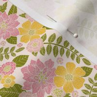 Spring Floral in Pink, Green & Yellow