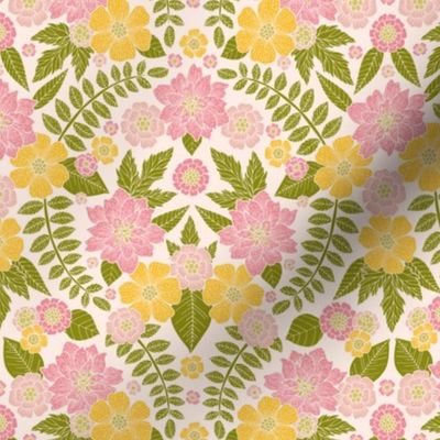 Spring Floral in Pink, Green & Yellow