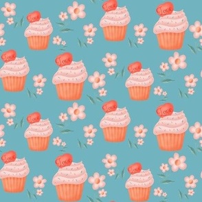 Cute Cupcakes on Teal // 8x8