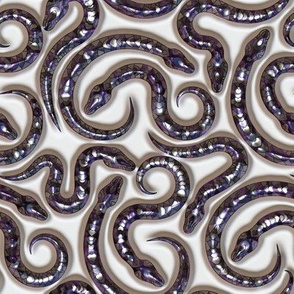 small SNAKE METALLIC effect PURPLE ON ECRU BEIGE FLWRHT