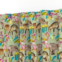 Africa is My Happy Place - tropical west Africa inspired toile on sage green