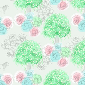 Summer toile tree with roses Color