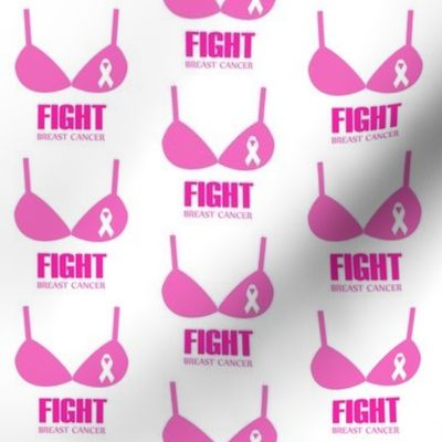 Breast cancer awareness ribbon on a pink bra