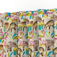 Africa is My Happy Place - tropical west Africa inspired toile on neutral tan