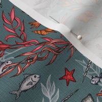 Narwhal Toile - grey, small print