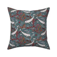 Narwhal Toile - grey, small print