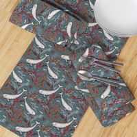 Narwhal Toile - grey, small print