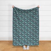 Narwhal Toile - teal blue, small print