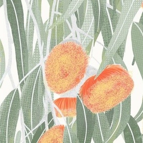 Soft Green Gum- Large Orange Flower