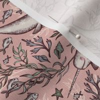Narwhal Toile - desaturated pink, extra small print