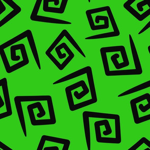 1980’s Green and Black Geometric Swirls