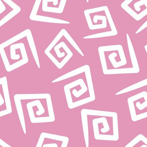 1980's Pink and White Geometric Swirls