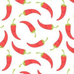 Happy Chili Peppers on White