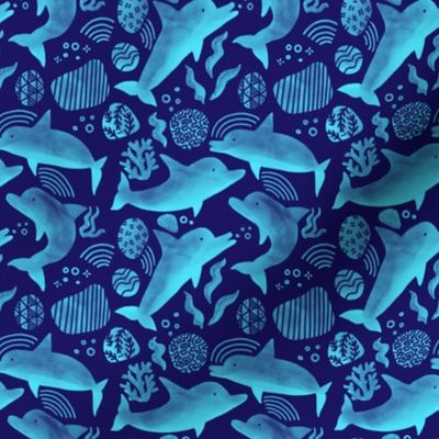 Dolphins - Bright Blue + Turquoise