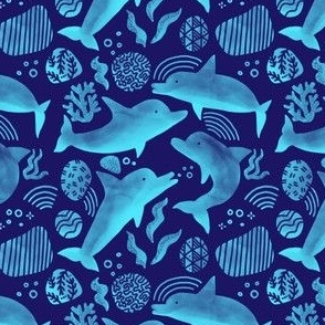 Dolphins - Bright Blue + Turquoise
