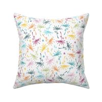 small scale dandelions - bohemian hand-drawn dandelions on white - floral fabric and wallpaper