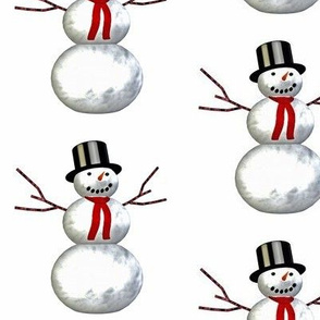 cheery snowman on white