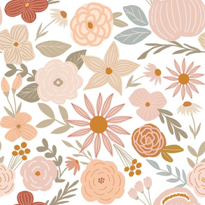 terra firma earth tone florals - large scale 