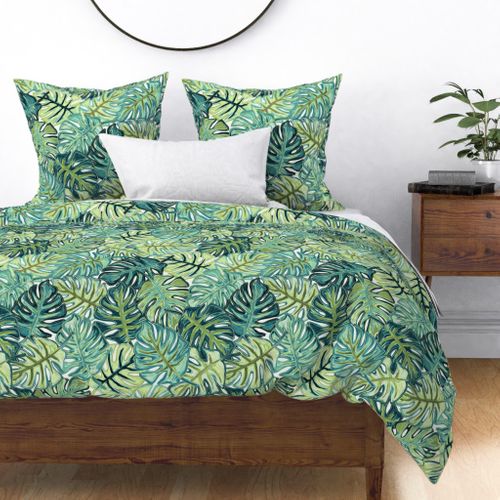 tropical leaves - greens Fabric | Spoonflower