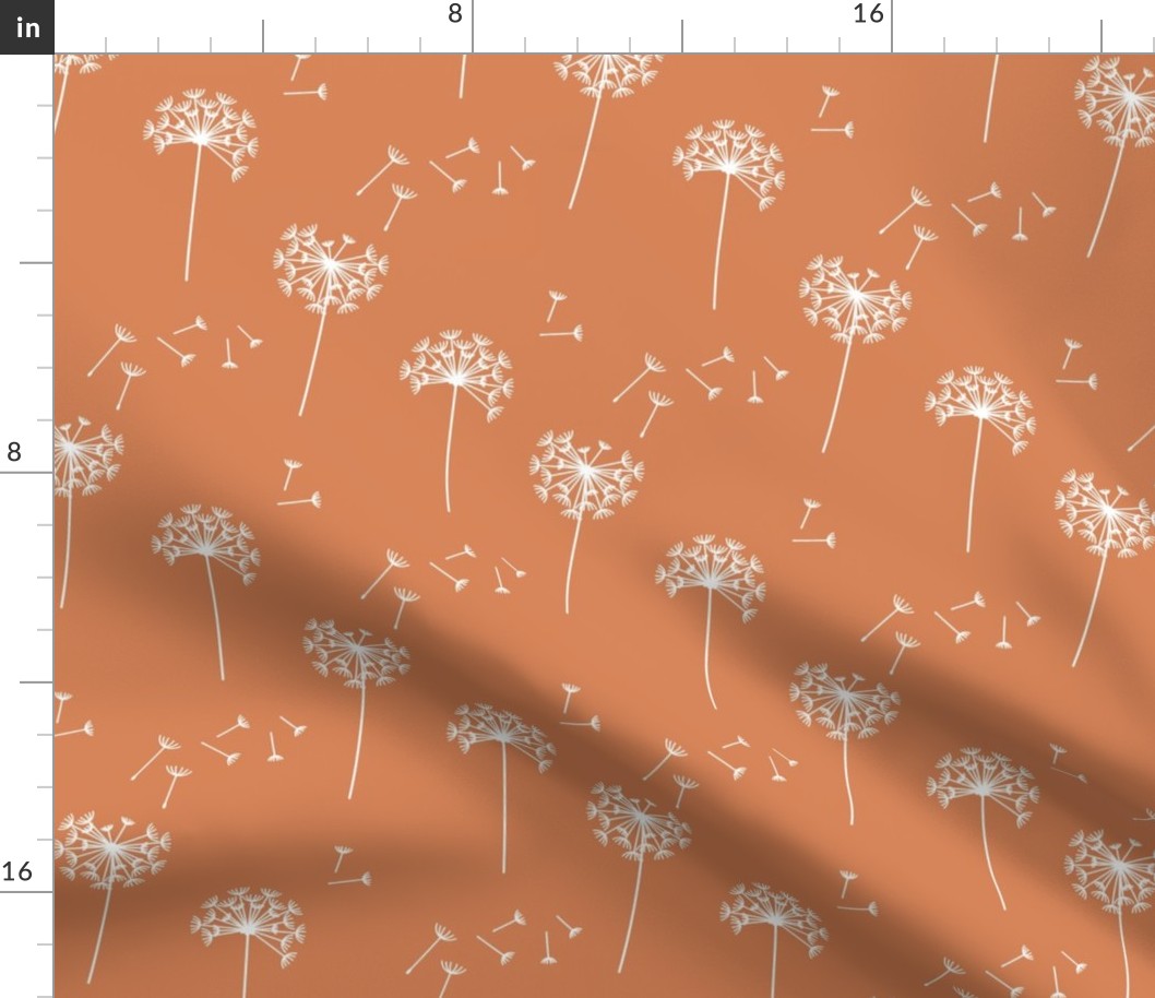 dandelions {1 smaller} terracotta reversed earthy tones 25% smaller scale