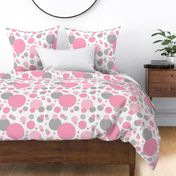 Pink Gray Polka Dot Geometric Circle 