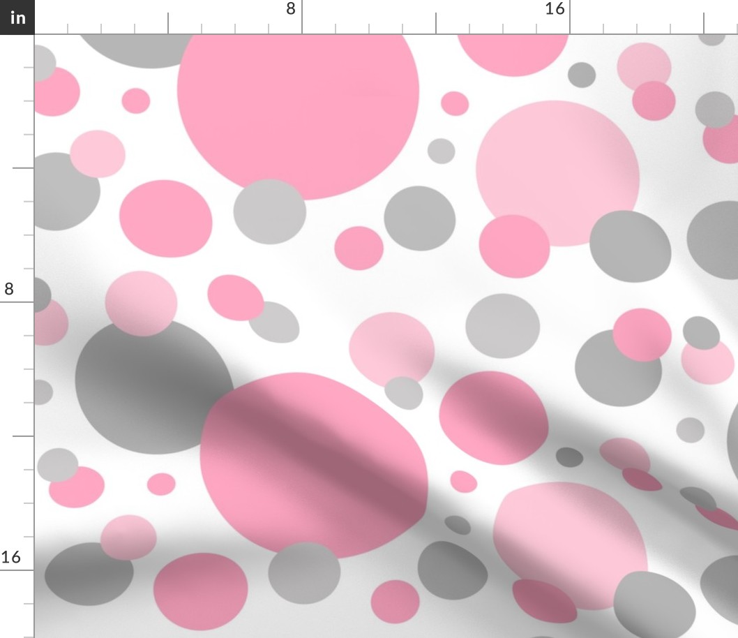 Pink Gray Polka Dot Geometric Circle 