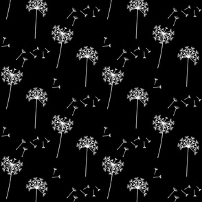 dandelions {1 smaller} black and white reversed 25% smaller scale