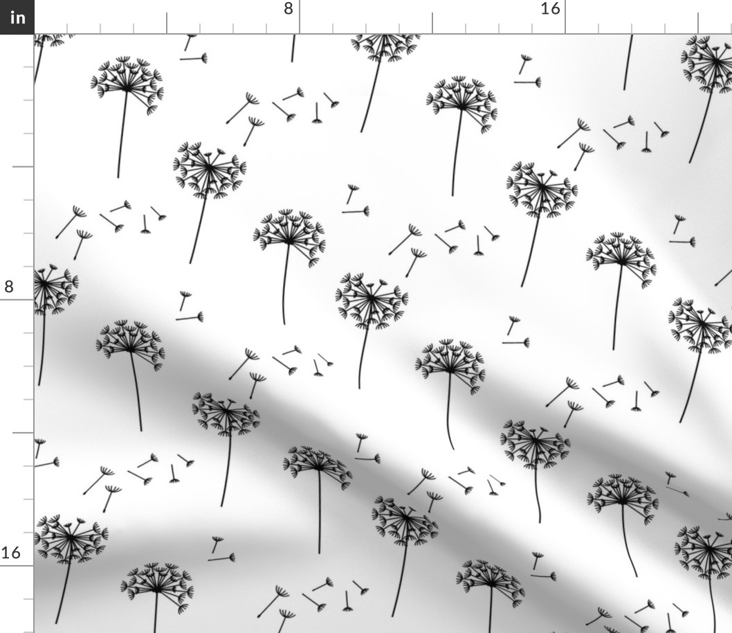 dandelions {1 smaller} black and white 25% smaller scale