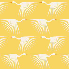 Art Deco Cranes - Soft Yellow