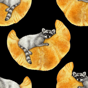 Raccoon on a Crescent Croissant Moon - large