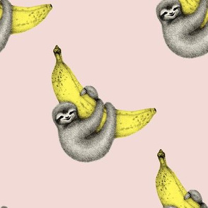 Bananas About You - sloth illustration on pink - medium