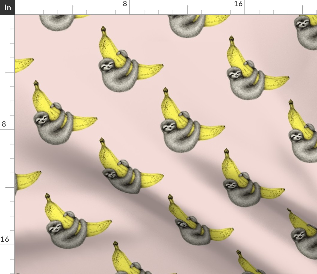Bananas About You - sloth illustration on pink - medium