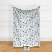 Woodland Forest Friends Blue and Gray