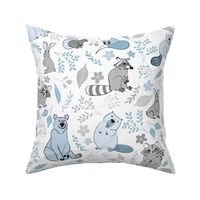 Woodland Forest Friends Blue and Gray