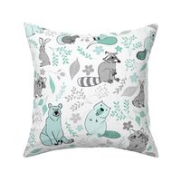 Woodland Forest Friends Mint and Gray