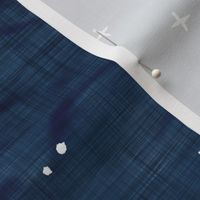 Shibori Stars on Dark Indigo (xl scale) | Night sky fabric, block printed stars on linen pattern, arashi shibori linen.