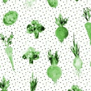 Green veggies from grandmother's garden - watercolor vegetables 294